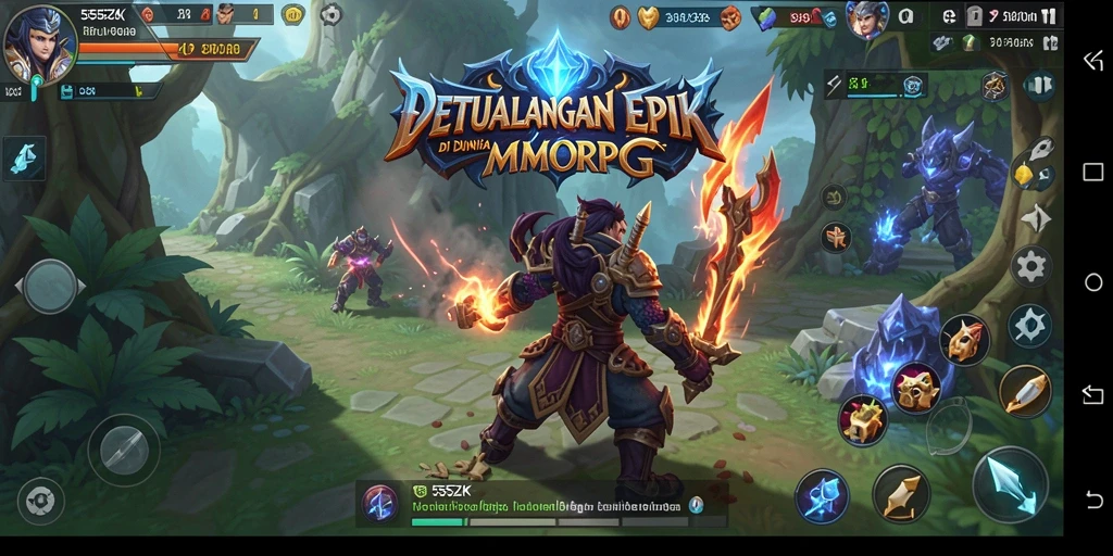 Tampilan gameplay menakjubkan di 555ZK dengan pertarungan seru dan lingkungan yang hidup.