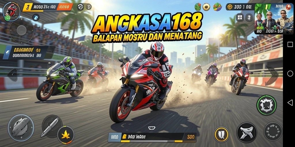 Tampilan gameplay menegangkan dari balapan motor di ANGKASA168.