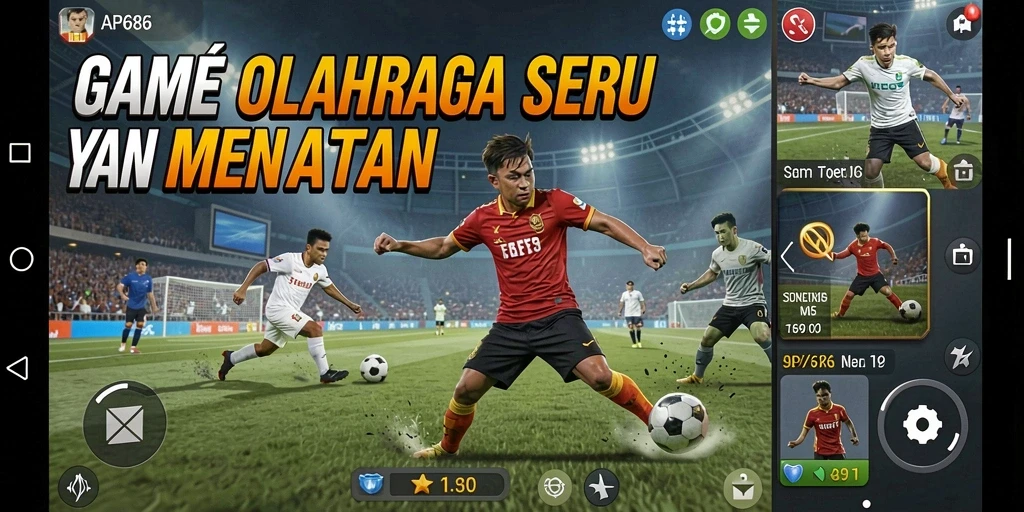 Tampilan aksi mendebarkan dalam gameplay olahraga AP686.