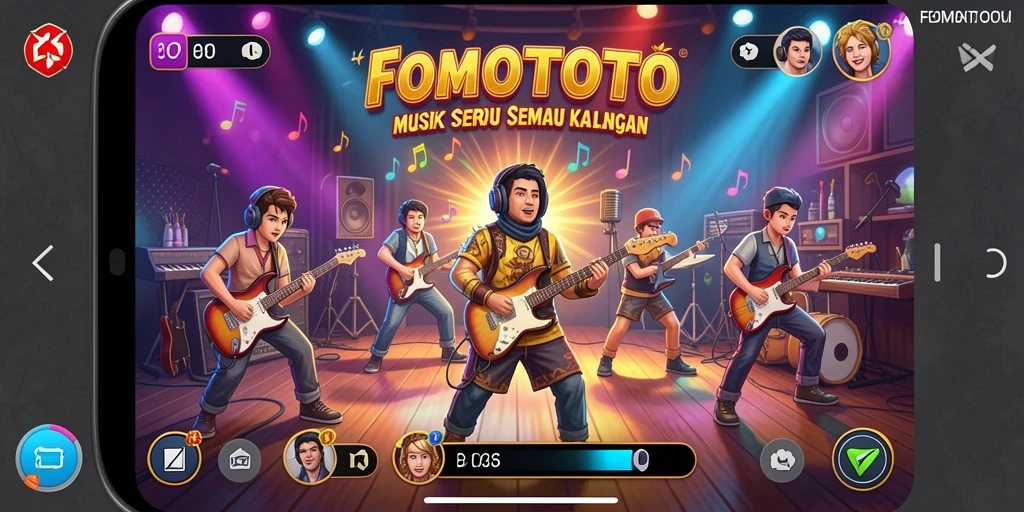 Tangkapan layar FOMOTOTO memperlihatkan keseruan gameplay musik.