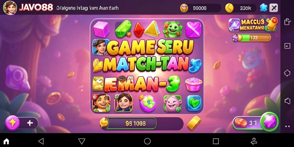 Tangkapan layar gameplay <strong>JAVO88</strong> yang menampilkan serunya mencocokkan elemen.