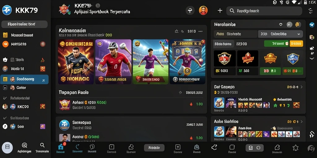 Screenshot KPK79 menampilkan antarmuka aplikasi Sportsbook yang menarik.
