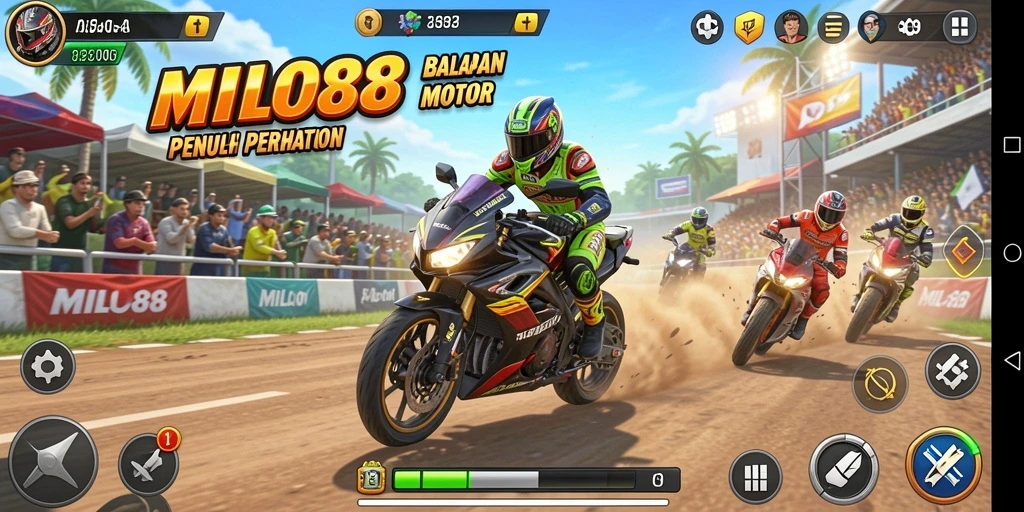 Tampilan menarik dengan balapan motor yang seru di MILO88.