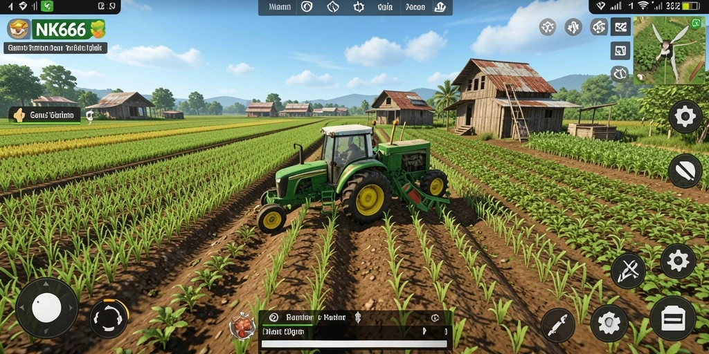 Screenshot gameplay NK666 menunjukkan aktivitas pertanian yang menarik dan interaktif.