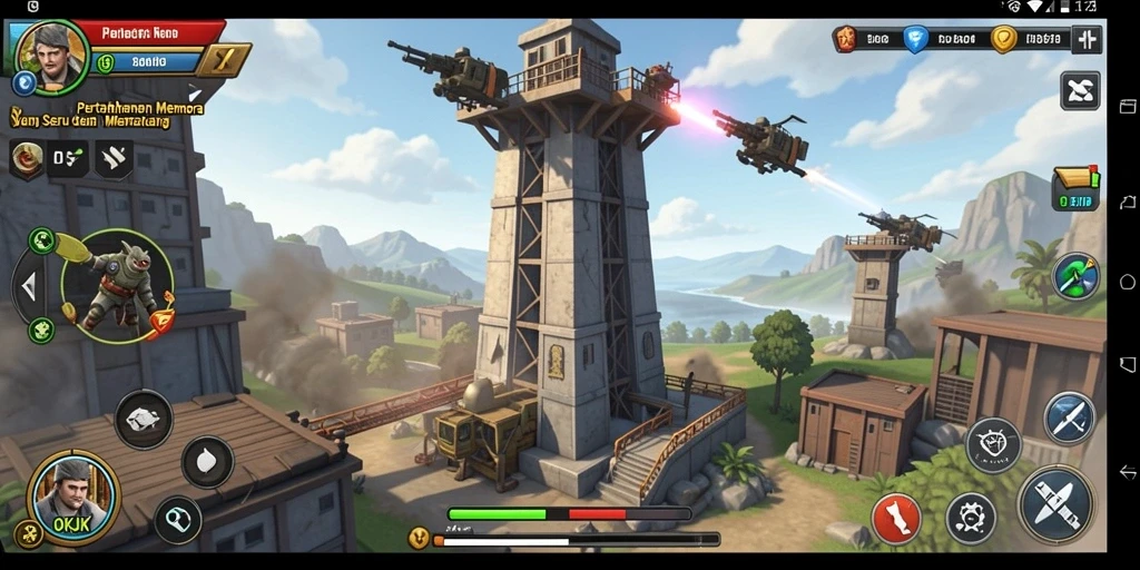 Screenshot gameplay OKJK menampilkan aksi seru dalam Tower Defense.
