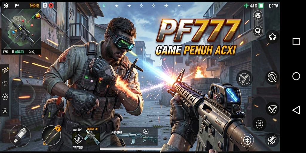 Tampilan gameplay PF777 yang seru dan penuh aksi dalam pertempuran FPS.