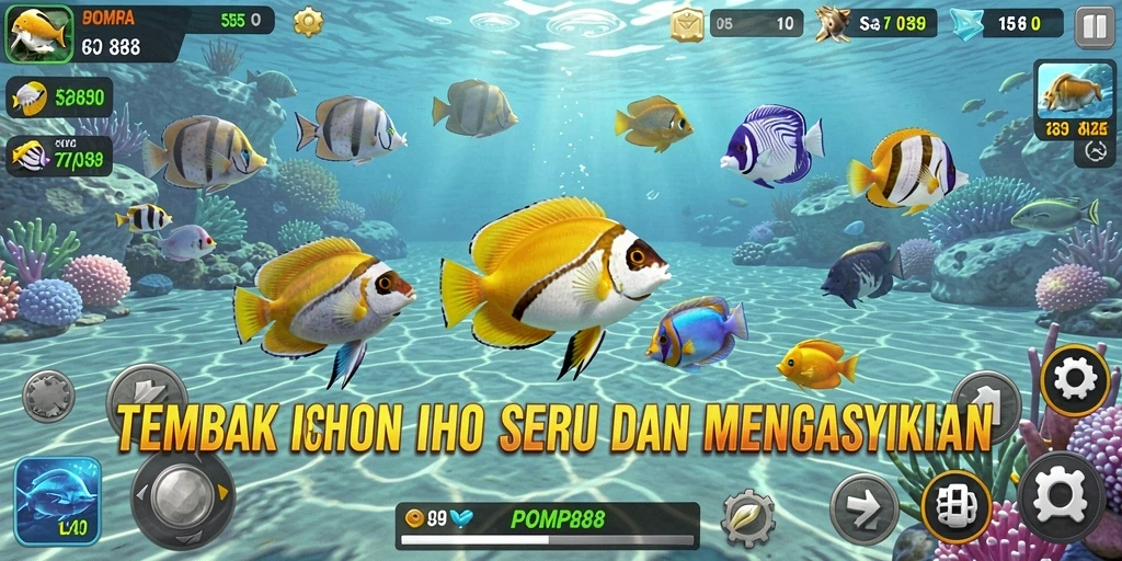 Tampilan gameplay Tembak Ikan POMPA88 yang seru dan penuh aksi.