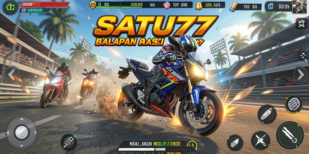 Tampilan gameplay balapan motor yang mendebarkan.