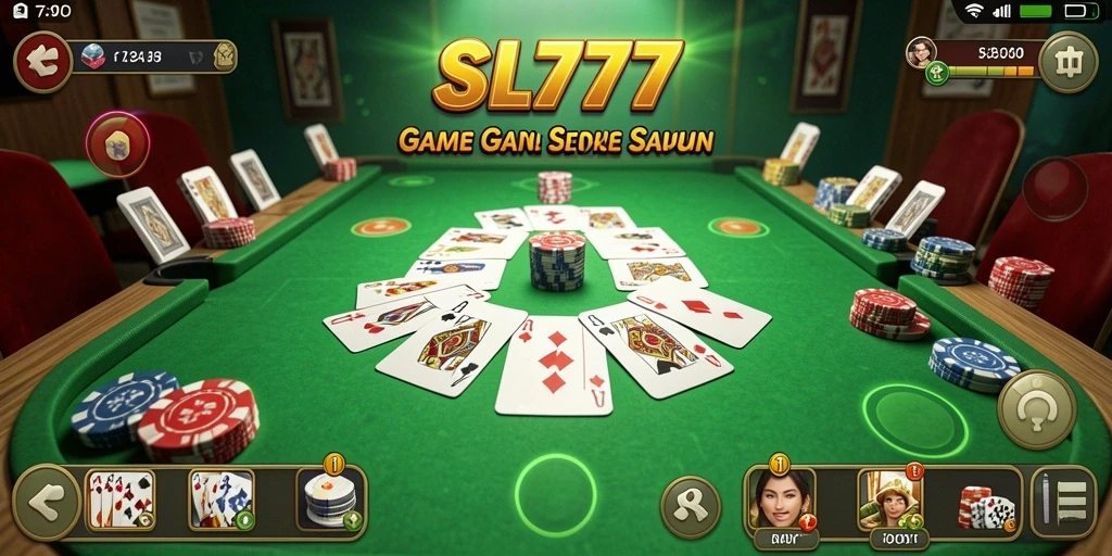 Gameplay seru Gaple di aplikasi SL777 dengan teman-teman.