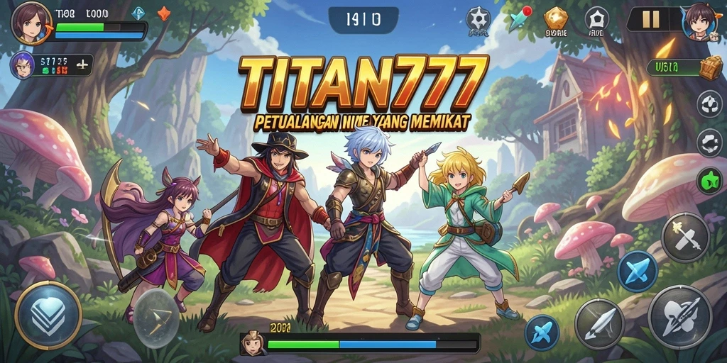 Tangkapan layar gameplay TITAN777 menampilkan pertarungan karakter anime yang mendebarkan.